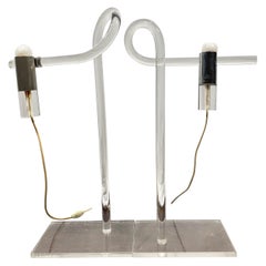 Peter Hamburger Pair of Table Lamps Model Crylicord in Plexiglass