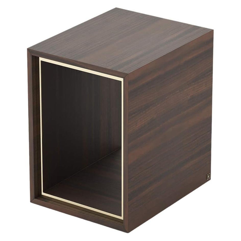 Modern side table with customisable wood veneer and marble by Laskasas For Sale