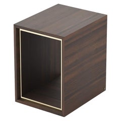 21st-century modern side table with customizable wood veneer and marble