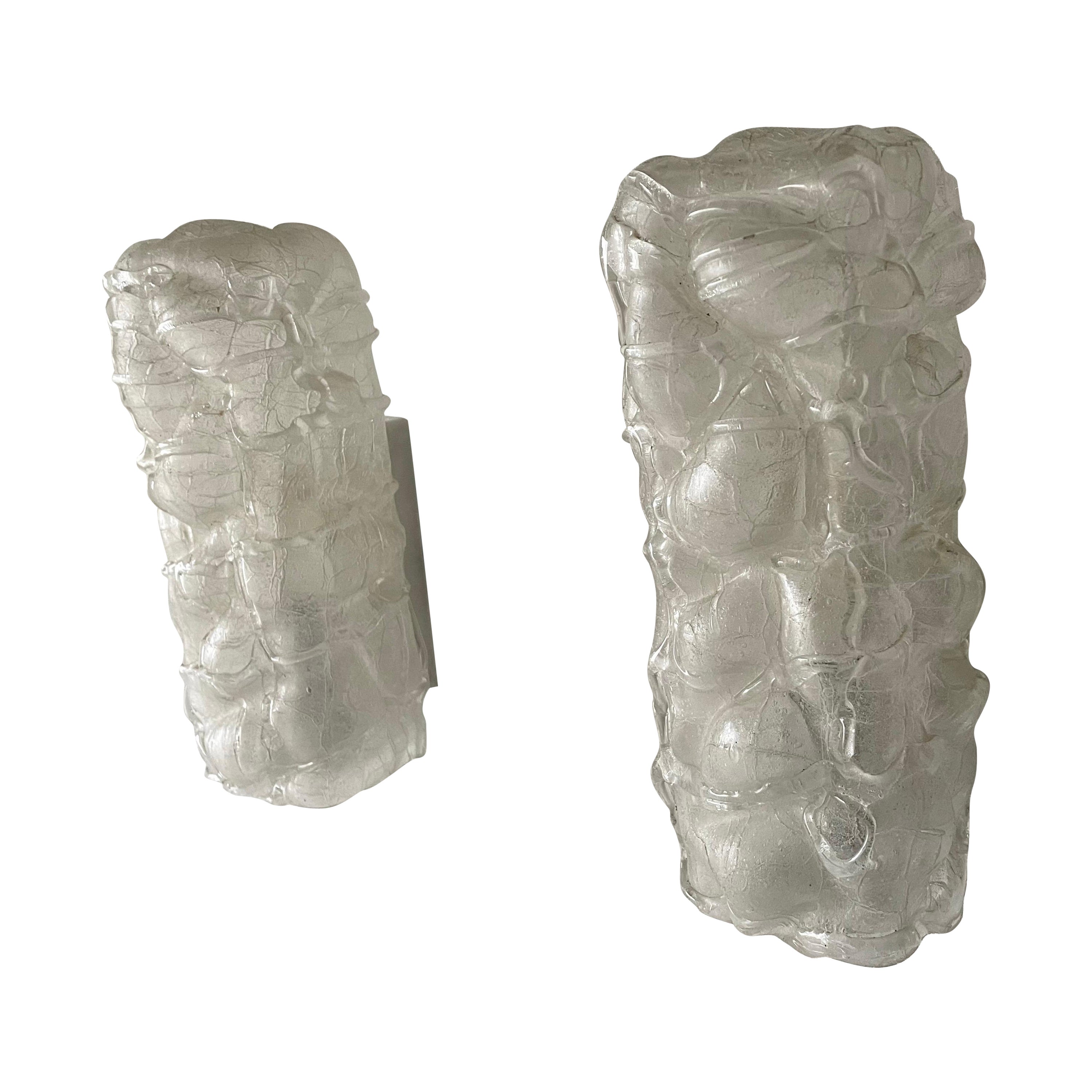 Crystal Glass in Exceptional Shape Pair of Rare Sconces by Doria, 1960s, Germany For Sale