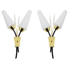 Lunel French Midcentury Wall Lights, Pair, 1950s