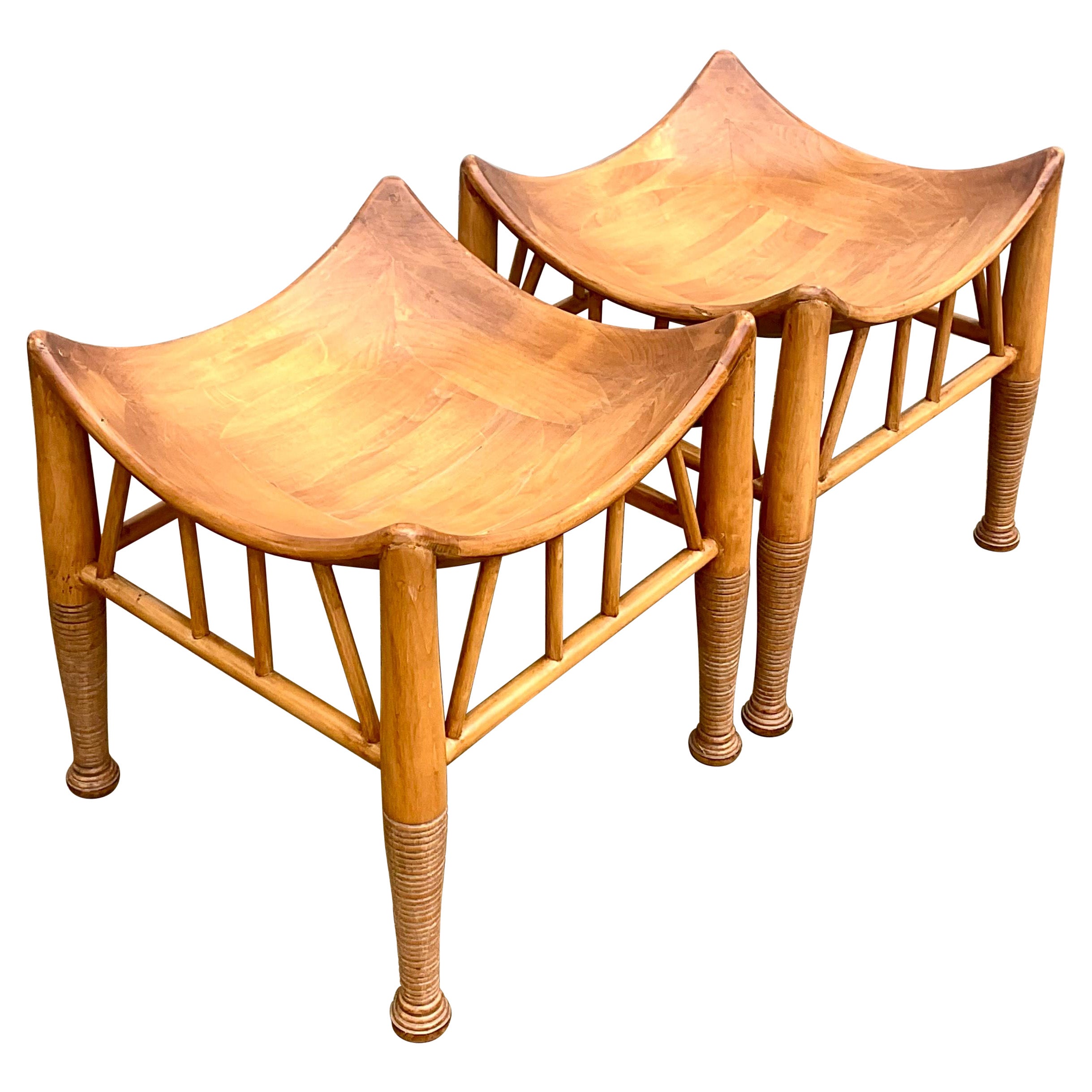 Vintage Liberty Style Thebes Stools, a Pair