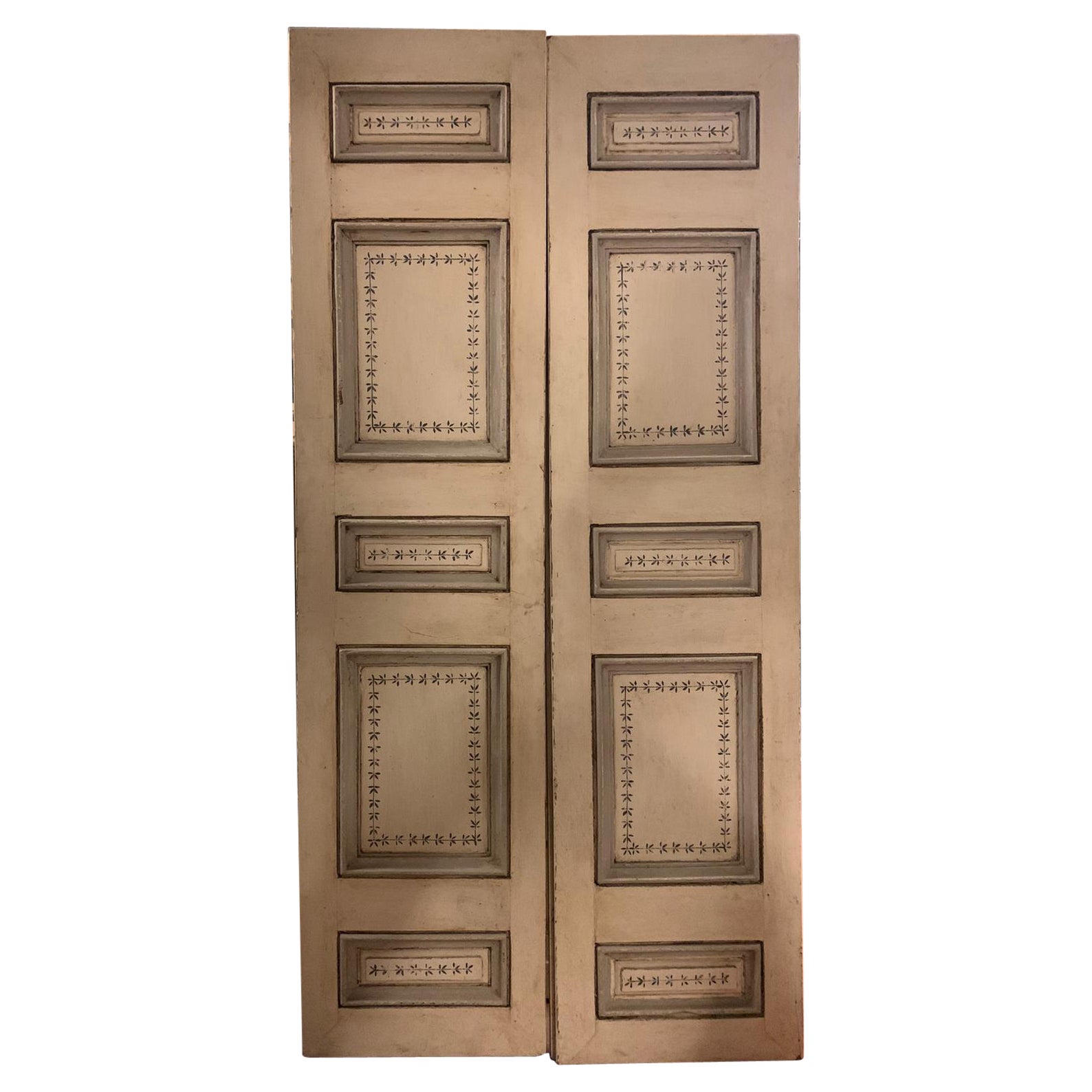 Antique Interior Lacquered Double-Leaf Door, Florence '700 For Sale
