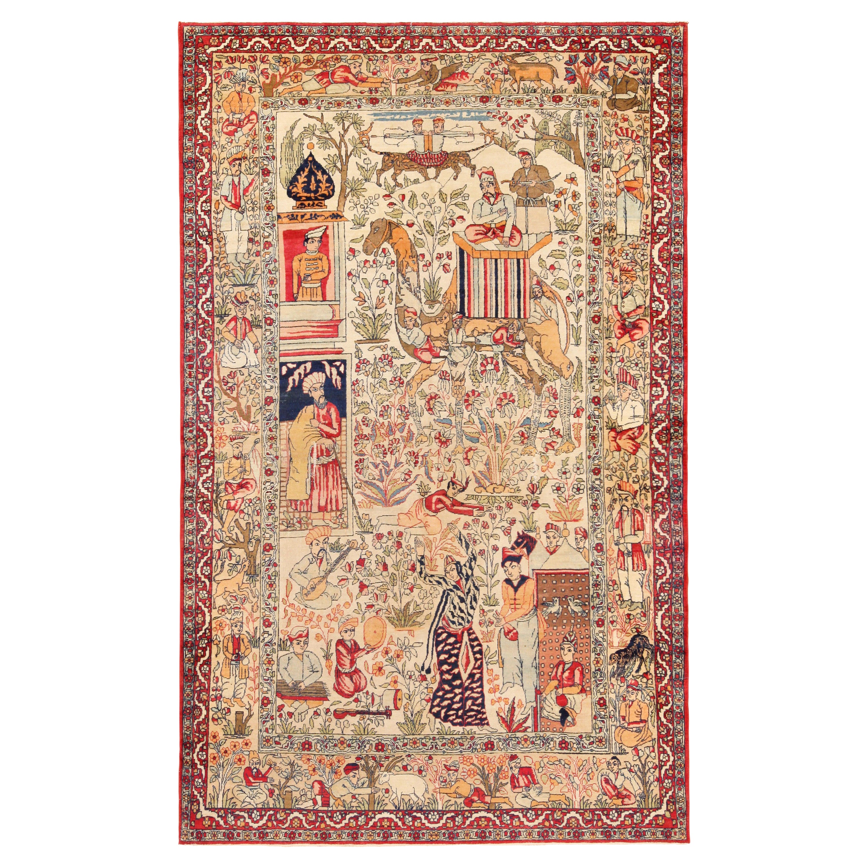 Antique Persian Kerman Area Rug. Size 10 ft 10 in x 14 ft 4 in For