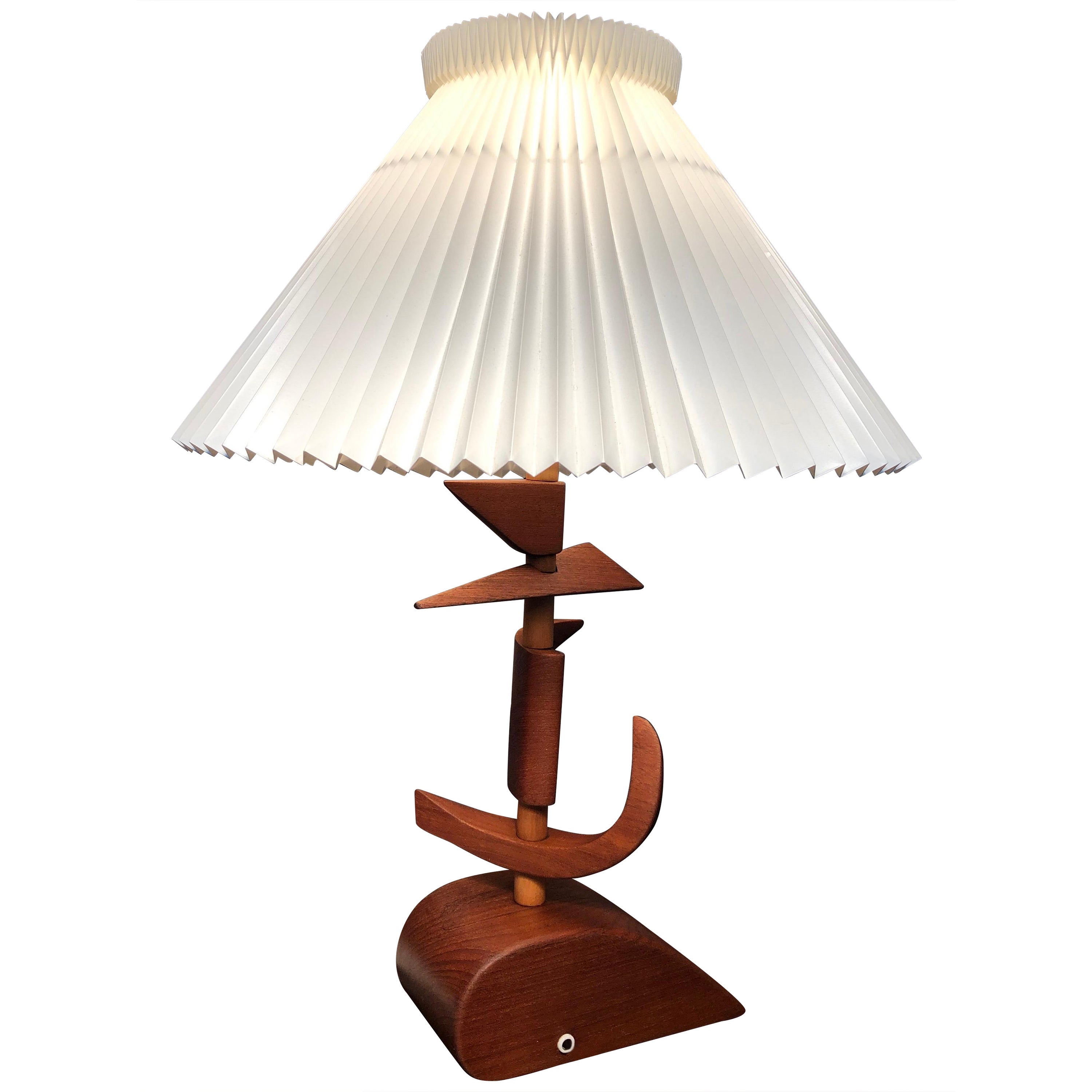 Vintage Mid Century Modern Danish Artisan Prototype Teak Table Lamp For Sale