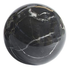 Handmade Small Paperweight with Sphere Shape in Portoro Marble