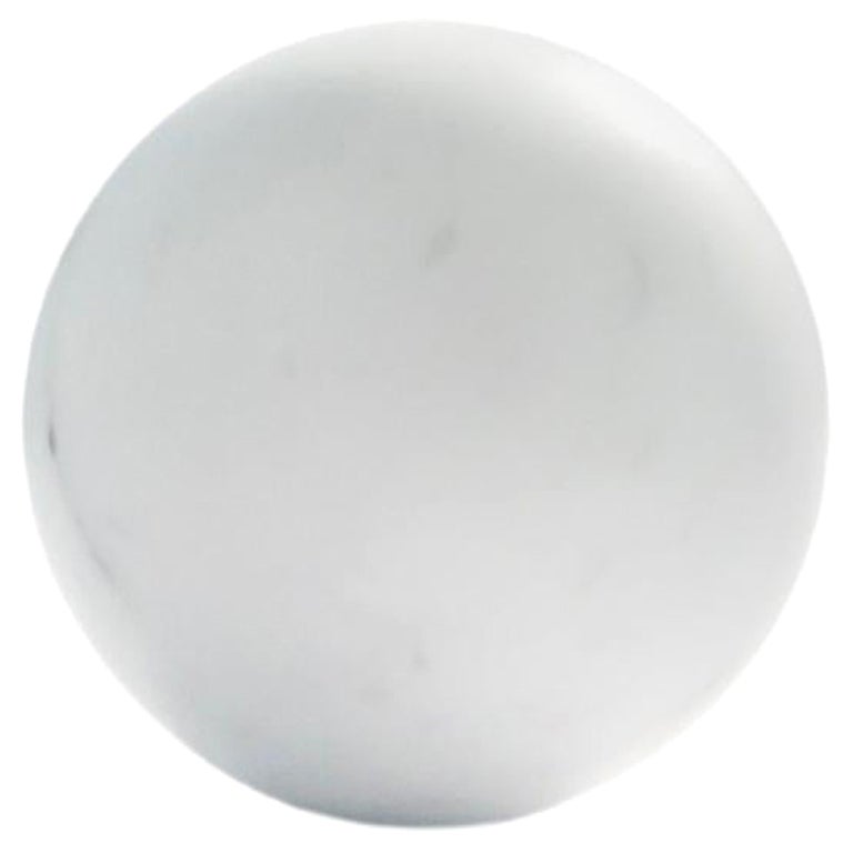 Handmade Medium Paperweight with Sphere Shape in Satin White Carrara Marble
