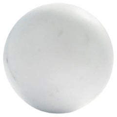 Handmade Medium Paperweight with Sphere Shape in Satin White Carrara Marble