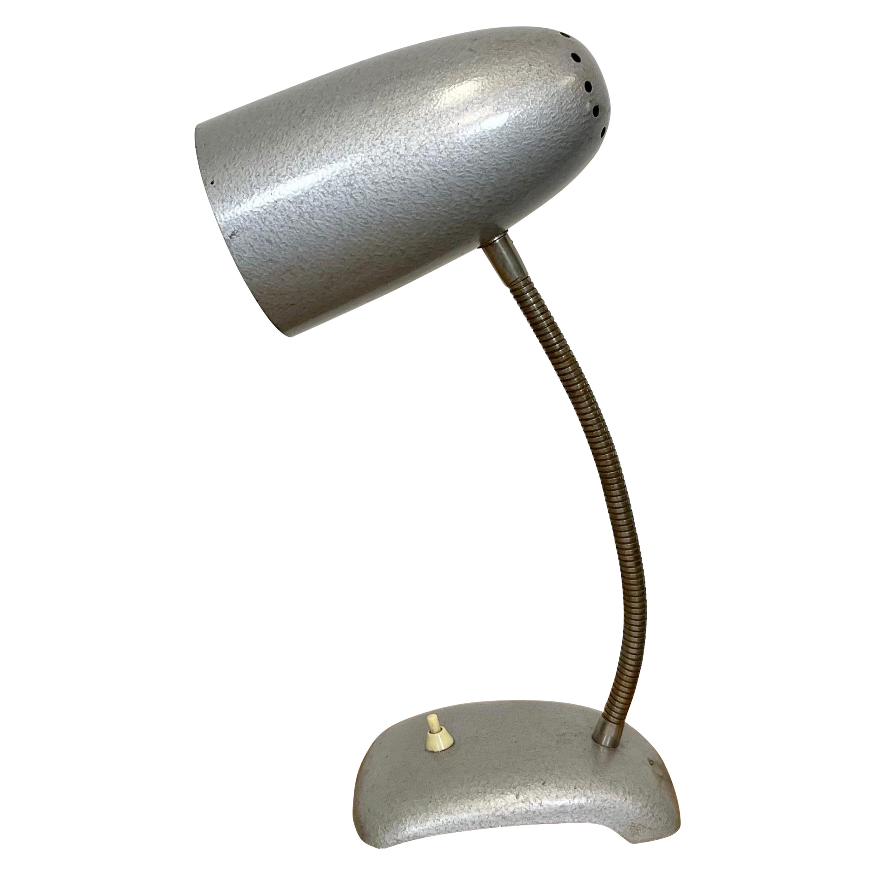 Graue Gooseneck-Schreibtischlampe in Grau, 1960er Jahre