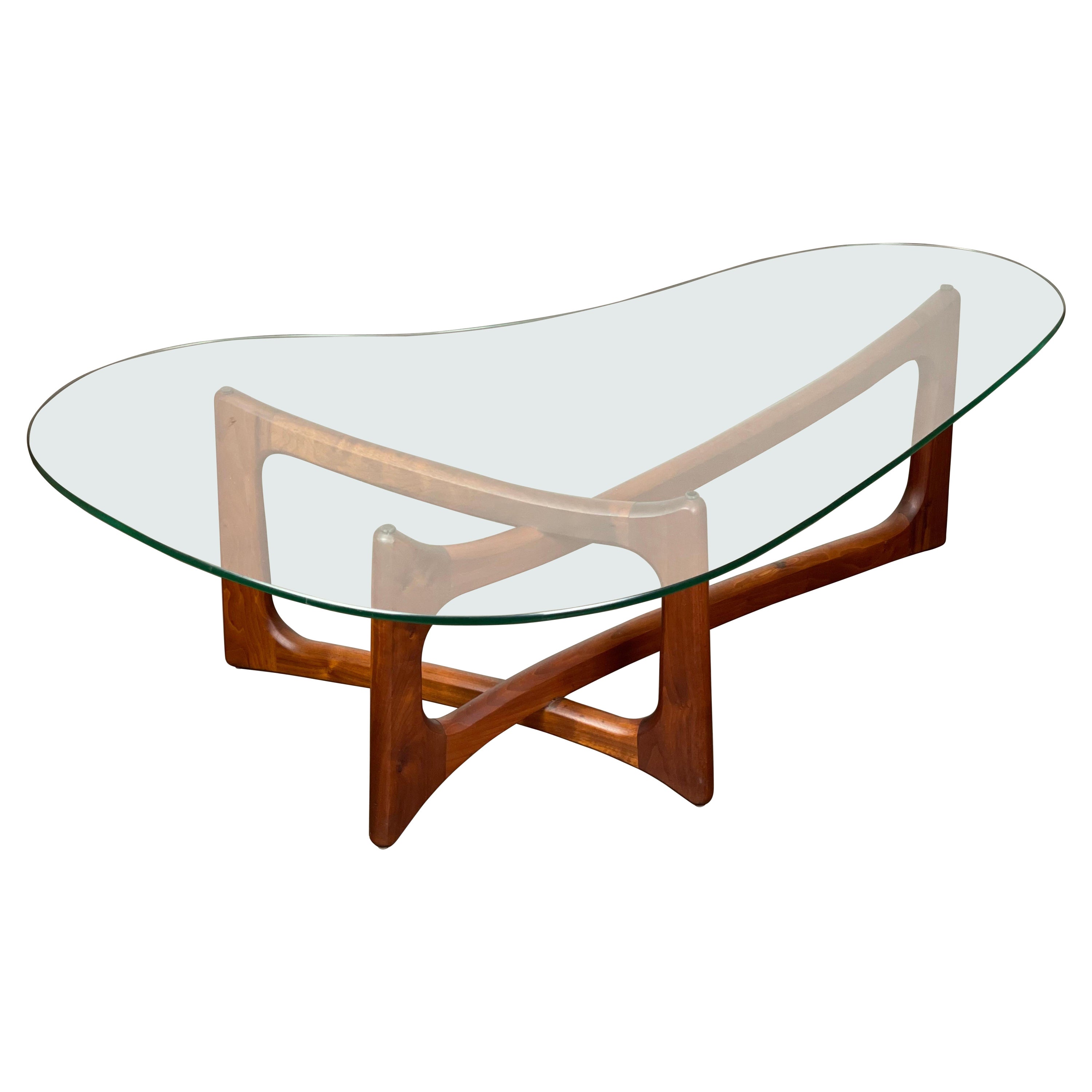Adrian Pearsall Ribbon Coffee Table in Walnut and Glass for Craft Associates 