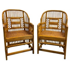 Pair of Vintage Brighton Pavilion Rattan & Bamboo Armchairs