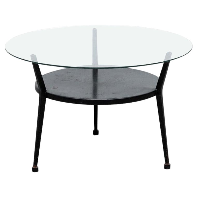 Rare table "Rotunda" de Friso Kramer en métal noir et verre pour Ahrend de Cirkel en vente