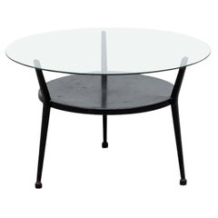 Rare table "Rotunda" de Friso Kramer en métal noir et verre pour Ahrend de Cirkel