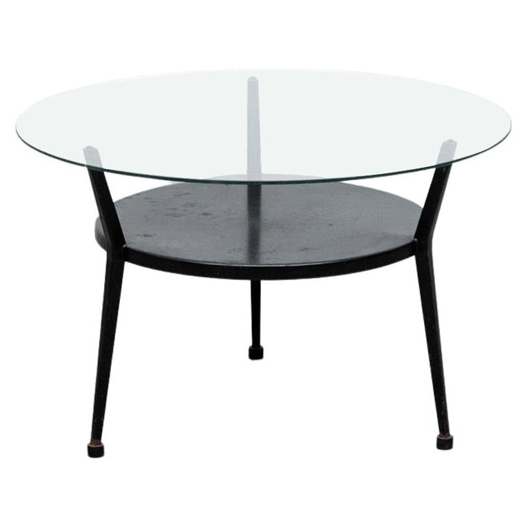 Rare Friso Kramer "Rotunda" Table in Black Metal and Glass for Ahrend de Cirkel