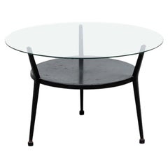 Raro tavolo "Rotunda" di Friso Kramer in metallo nero e vetro per Ahrend de Cirkel
