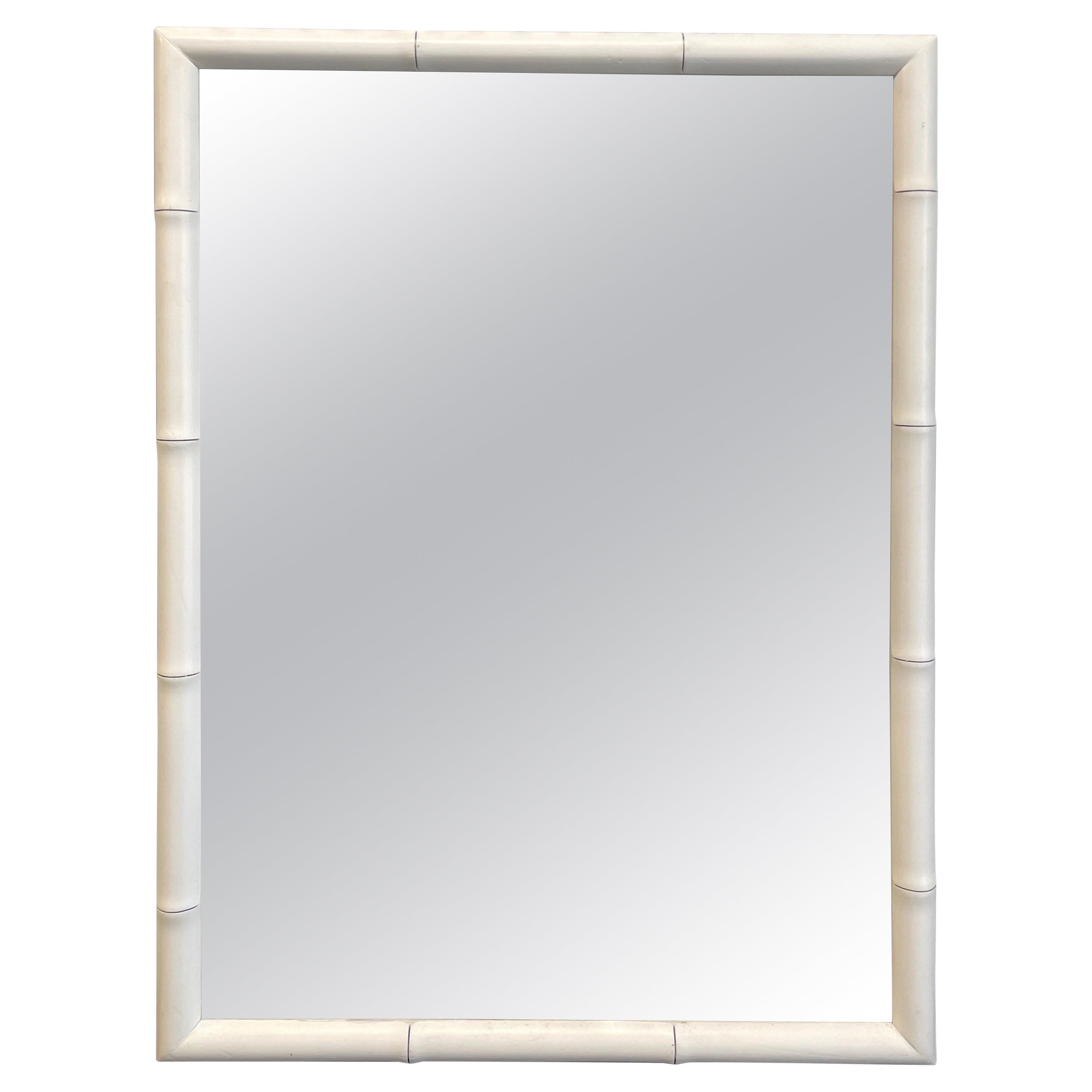 White Painted Faux Bamboo Mirror at 1stDibs | white bamboo mirror, white  bamboo frame, bamboo mirror white