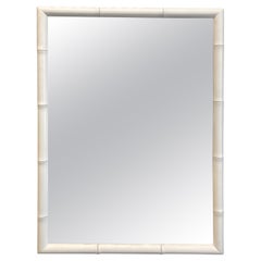 White Painted Faux Bamboo Mirror