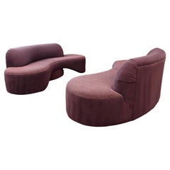 Contemporary Modern Pair of Curved Serpentine Sofas 1980s