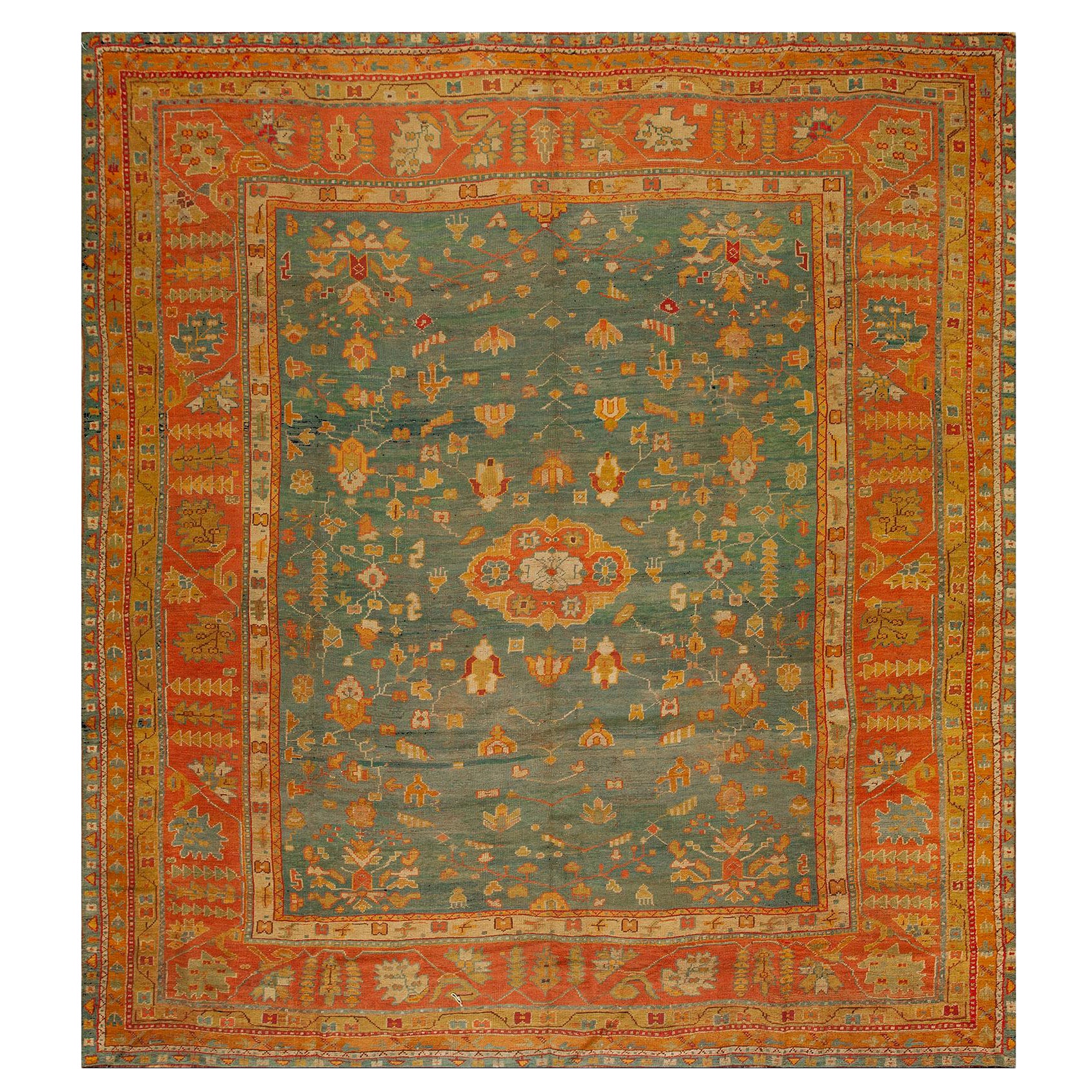 19th Century Turkish Oushak Carpet ( 10'5'' x 11'10'' - 317 x 360 cm )  For Sale