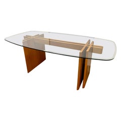 Gustav Gaarde for Trakanten Danish Modern Glass Teak Fishbone Dining Table