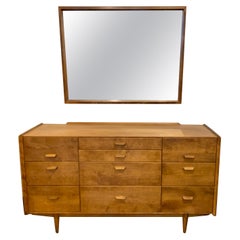 Mid Century Conant Ball 10 Drawer Dresser and Mirror, 2 Pc