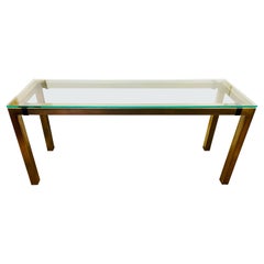 Mid Century Brass and Glass Console Table