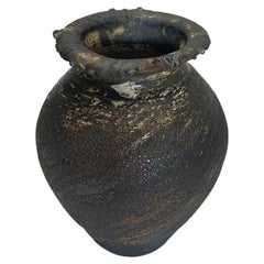 Dark Brown, Bronze Stoneware Vase By Ceramicist Peter Speliopoulos, U.S.A.