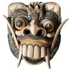 Vintage Hand Carved Wooden Balinese Mask 