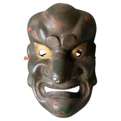 Vintage Plaster Japanese Demon Mask