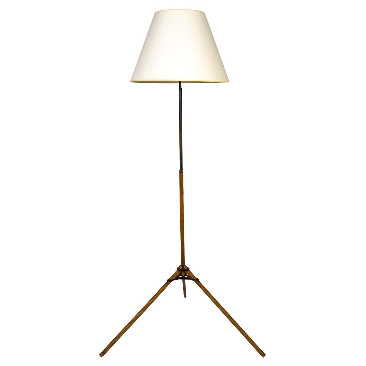 Wood Tripod Floor Lamp by Thomas O'Brian For Sale