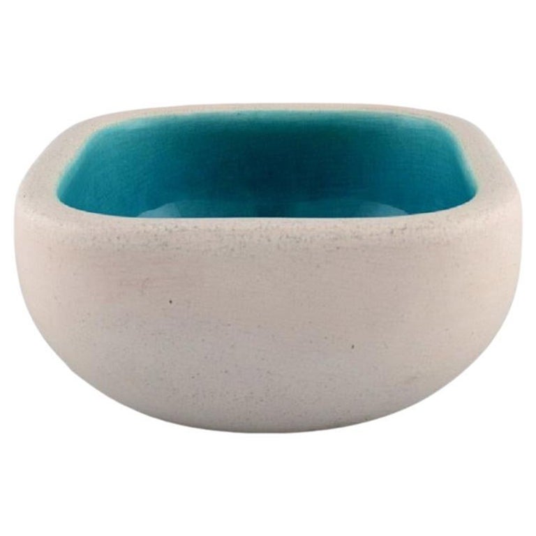 Keramos Sèvres, France, Bowl in Glazed Stoneware, Beautiful Turquoise Glaze For Sale