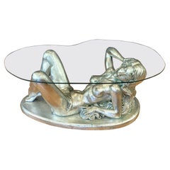 ARP Silver-Leafed Nude Female Figural Coffee Table, 1960s