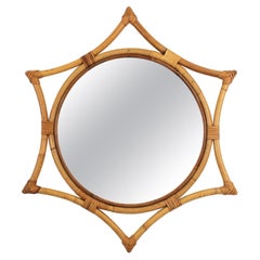 Bamboo Rattan Starburst Sunburst Mirror