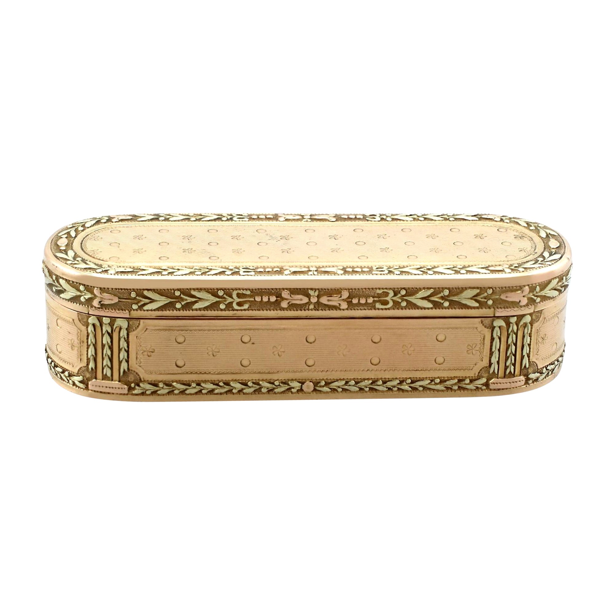 Antigua caja de rapé francesa de oro de 20 quilates, circa 1870