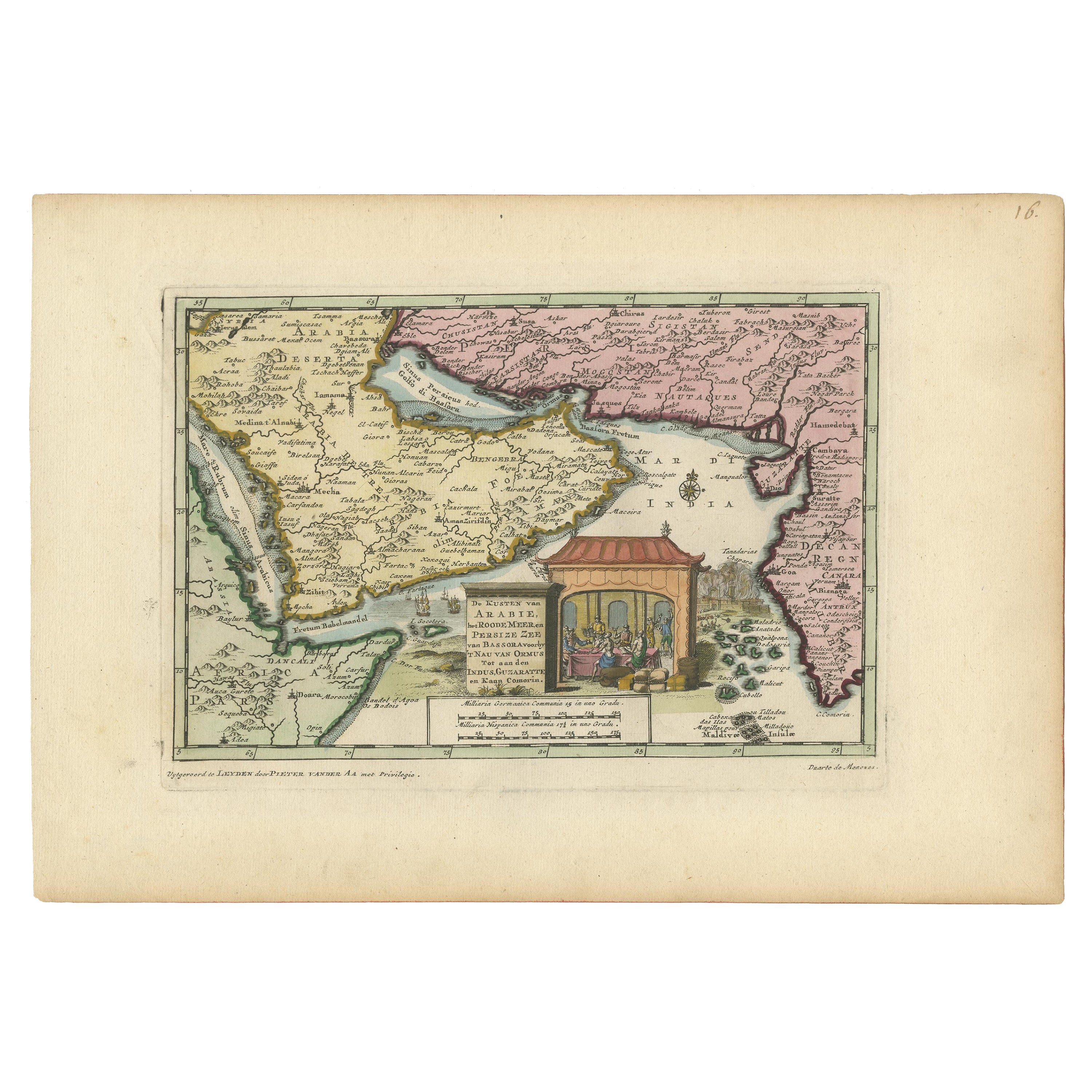 Wunderschöne kleine Karte der Küsten von Arabien, Persien und Westindien, ca. 1710 im Angebot