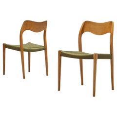 Niels O. Moller Dining Chairs in Teak and Cane Upholstery