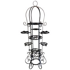 Monumental Scrolled Granada Style Iron Plant Stand