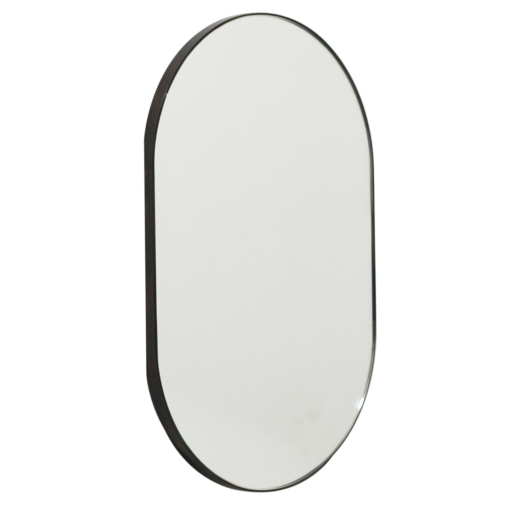 Capsula Capsule shaped Customisable Mirror with Patina Frame, Oversized