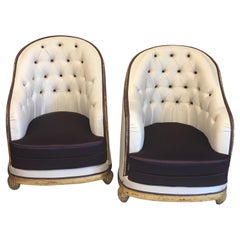 Pair of Paul Follot French Art Déco Armchairs / Bergeres in Gilded Wood, 1920s