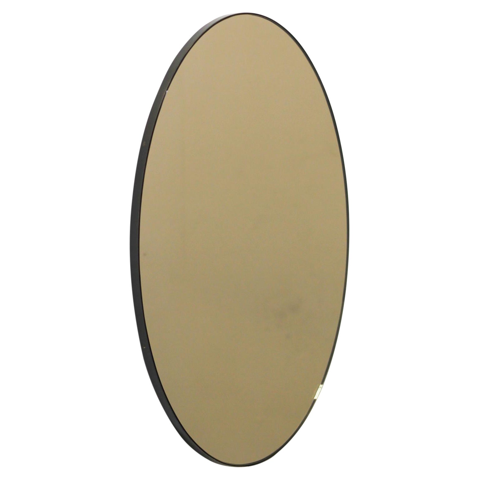 Ovalis Oval Bronze Tinted Contemporary Mirror with Patina Frame, Small For Sale