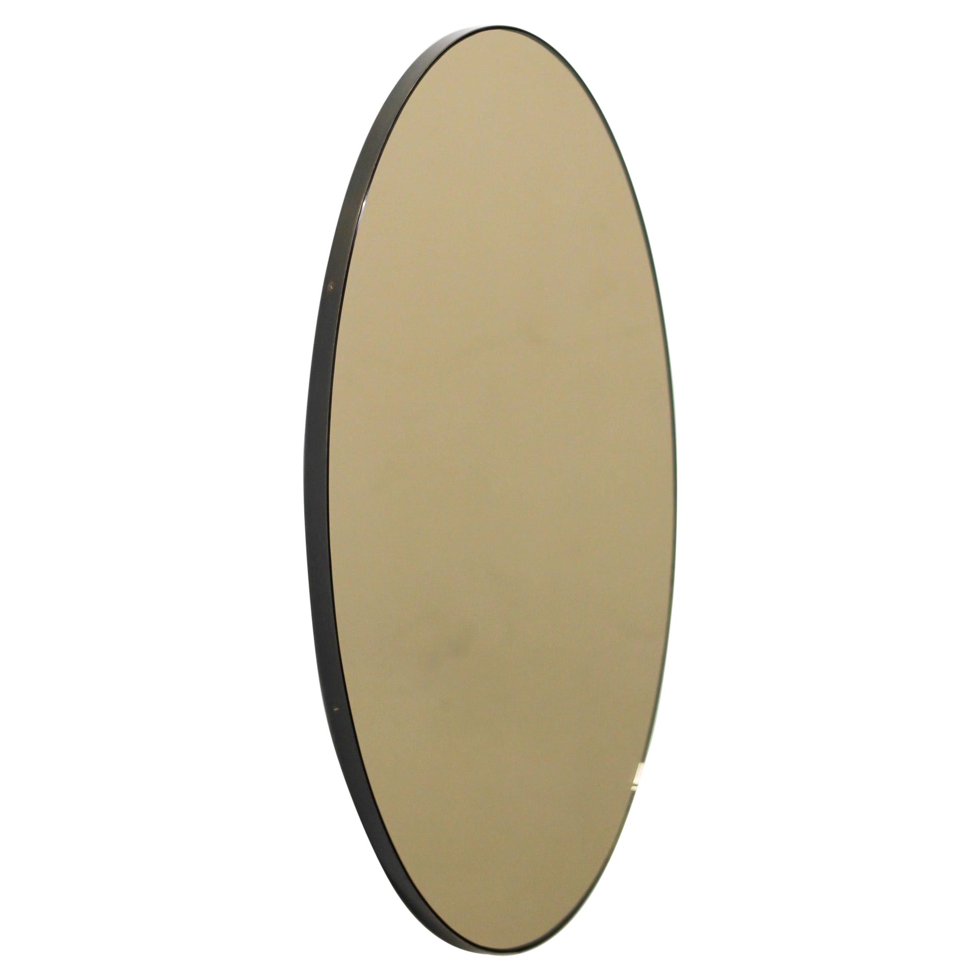 Miroir contemporain Ovalis ovale teinté bronze avec cadre patiné, XL en vente