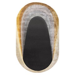 ELIPS Hand Tufted Modern Shaped Silk Rug in Gold Colour By Hands