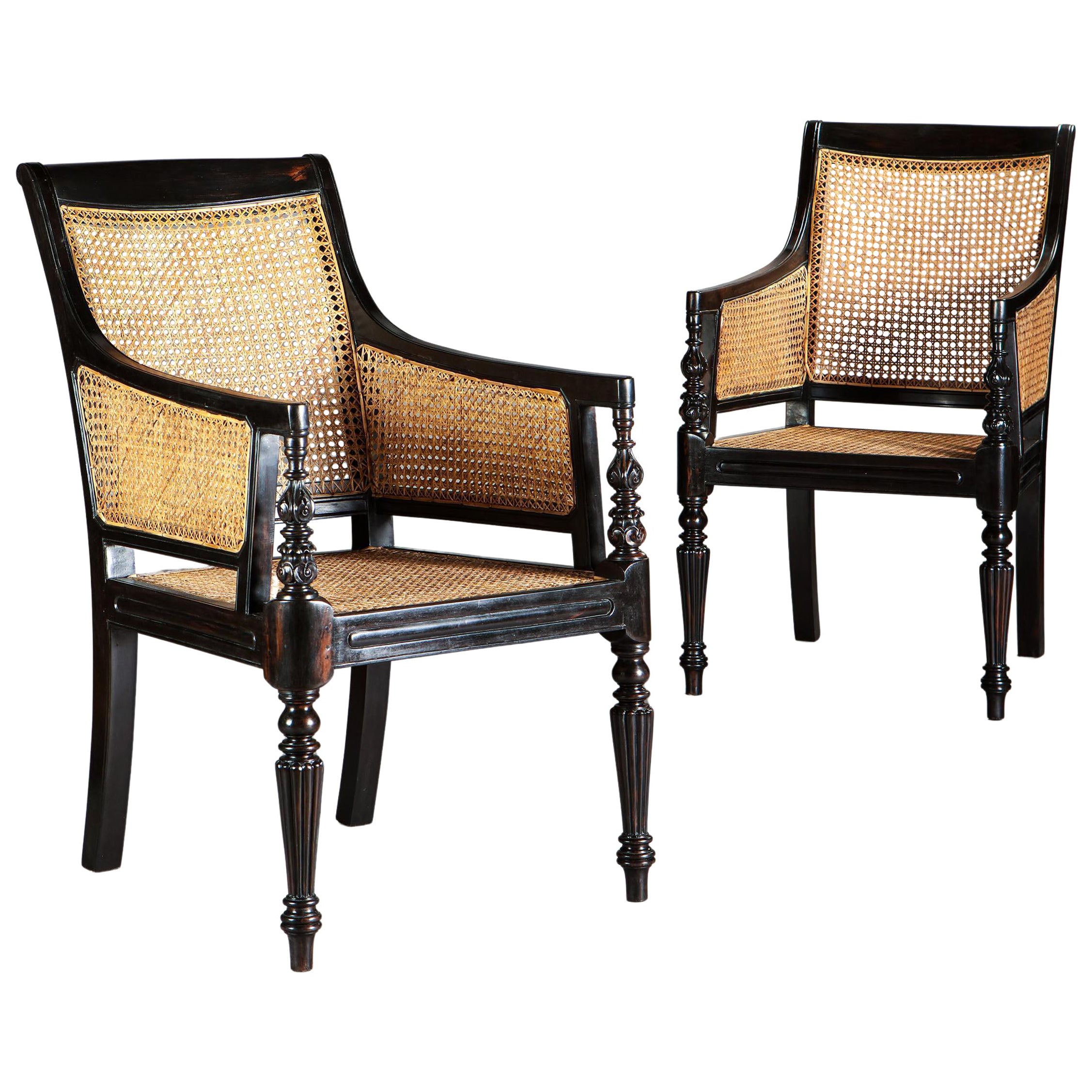 Pair of Anglo Indian Regency Style Library Chairs