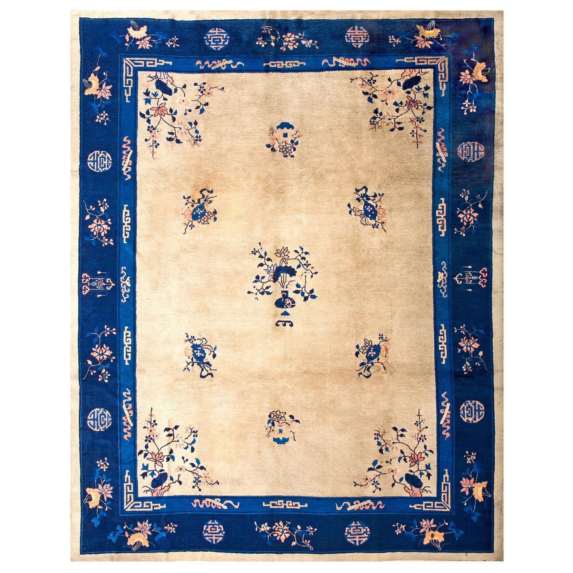 Antique Chinese Peking Rug 9' 2'' x 11' 8''  For Sale