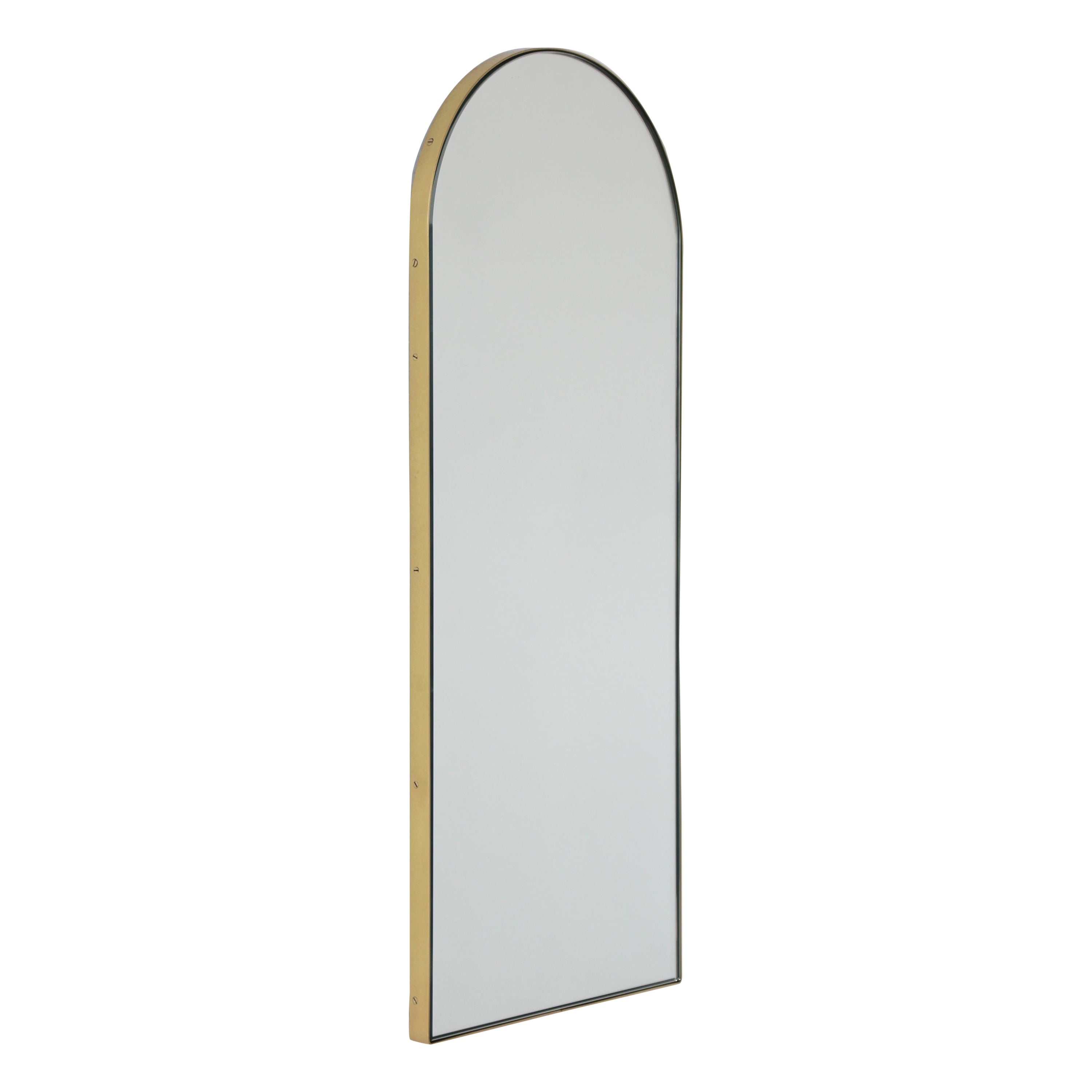 Arcus Arch shaped Modern Bespoke Mirror with Brass Frame, Large