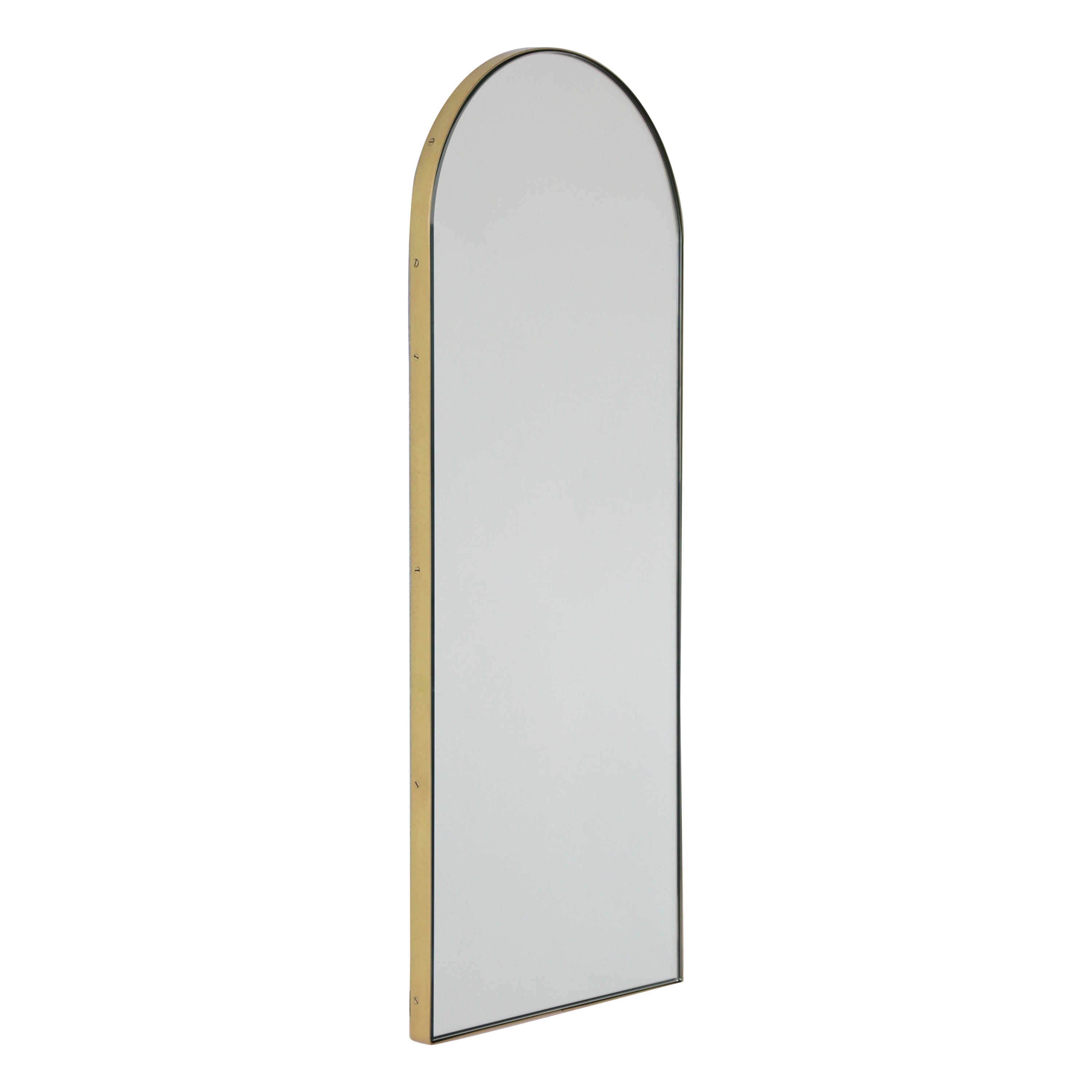 Arcus Arch shaped Minimalist Mirror with Brass Frame, XL