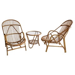 Pair of Mid Century Rattan / Cane Armchairs by Angraves, England, 1970s