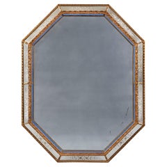 Octagonal Venetian Mirror with Blue Glass Border