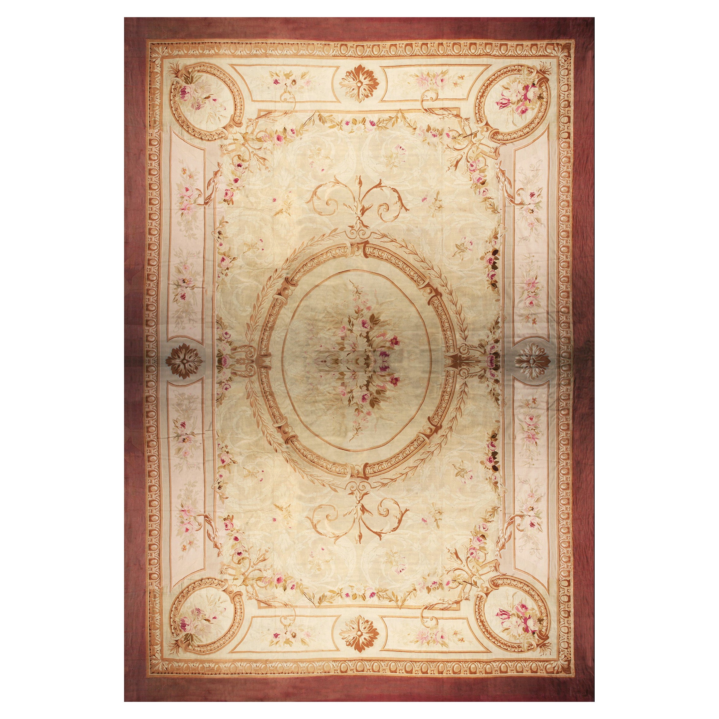 Antique Aubusson Rug 16' 8'' x 24' 6'' For Sale