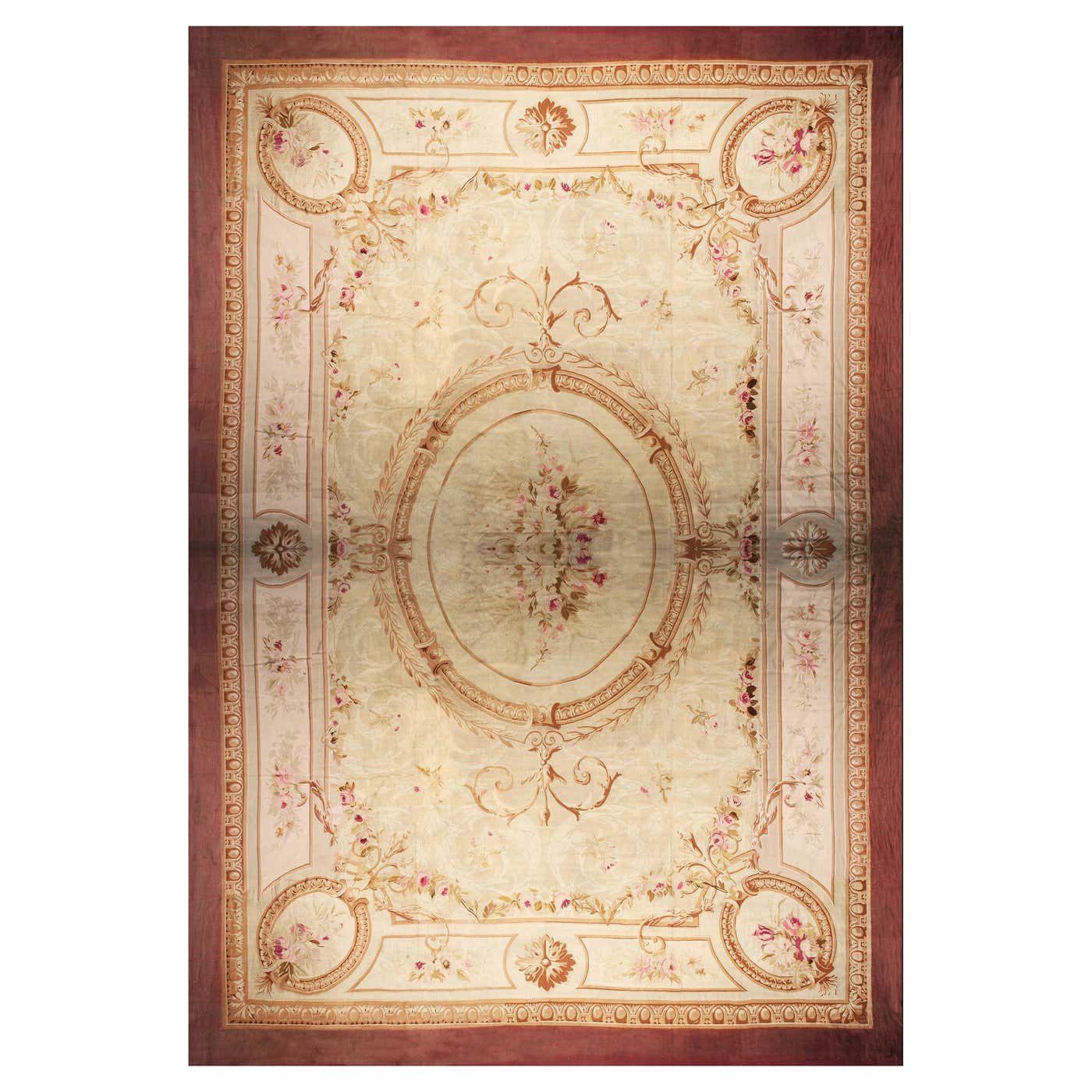 Antique Aubusson Rug 16' 8'' x 24' 6'' For Sale at 1stDibs